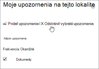 Správca upozornení so zvýraznenou položkou Odstrániť vybrané upozornenia 