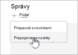 Pridanie prepojenia na správy z webovej časti Správy
