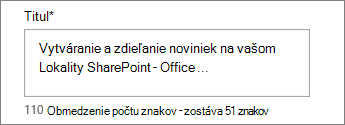 Pridanie názvu správy