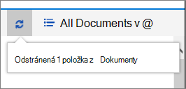 Stavový riadok odstránenia v hornej časti obrazovky