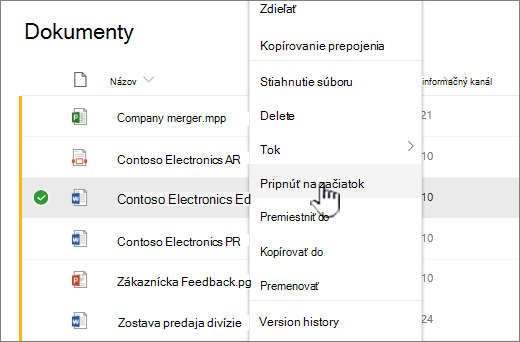 Pripnúť na začiatok ponuky Súbor