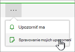 Zvýraznené tlačidlo Spravovať upozornenia v SharePointe Online