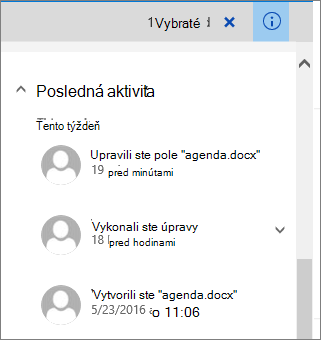 Zoznam posledných aktivít