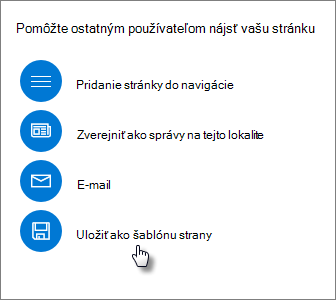 Promote panel showing Save as page template