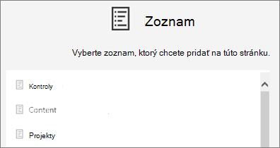 Vyberte zoznam