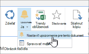 Na karte Súbory so zvýraznenou položkou Nastaviť upozornenia pre tento dokument