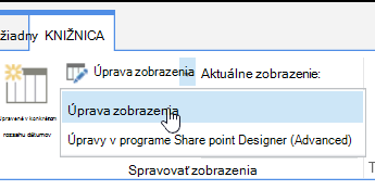 Karta Knižnica so zvýraznenou možnosťou Upraviť zobrazenie