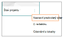 Položka ponuky Nastaviť predvolenú šablónu