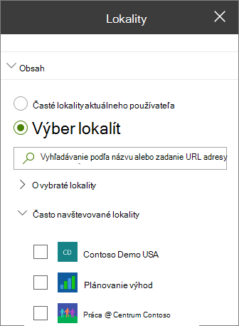 Nastavenie webovej časti Lokality