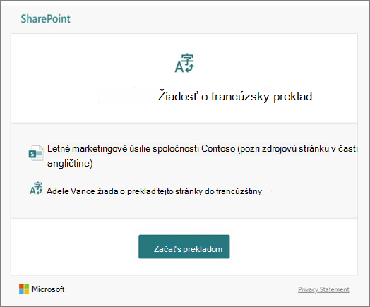 E-mail so žiadosťou o preklad