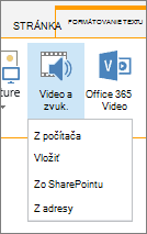 Tlačidlo Vložiť video alebo zvuk na páse s nástrojmi Upraviť