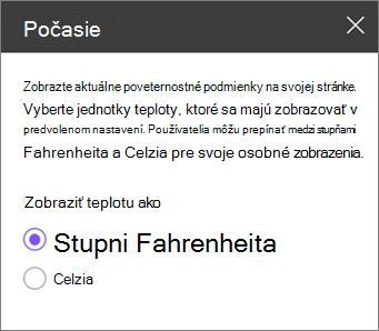 Tabla s nástrojmi Počasie