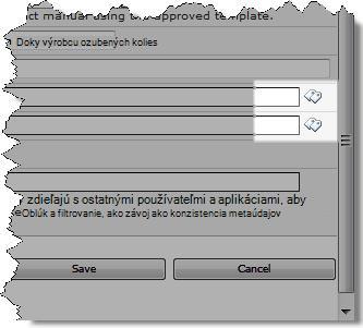Ikony značiek v dialógovom okne Upraviť vlastnosti