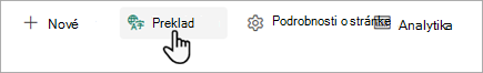 Snímka obrazovky zobrazujúca kde začať preklad sharepointovej stránky.