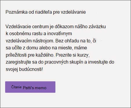 Snímka obrazovky webovej časti Text a formátovanie