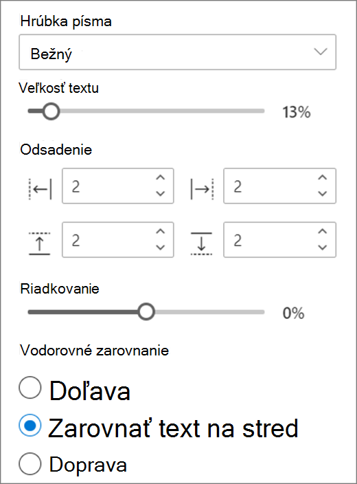 Možnosti formátu textu