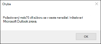 Chyba pri spustení klasického Outlooku