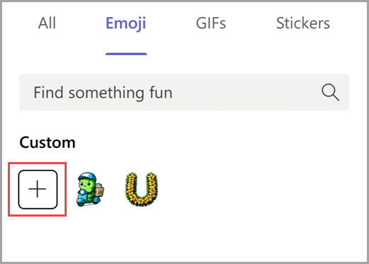 Vyberte znamienko plus a pridajte vlastné emoji.