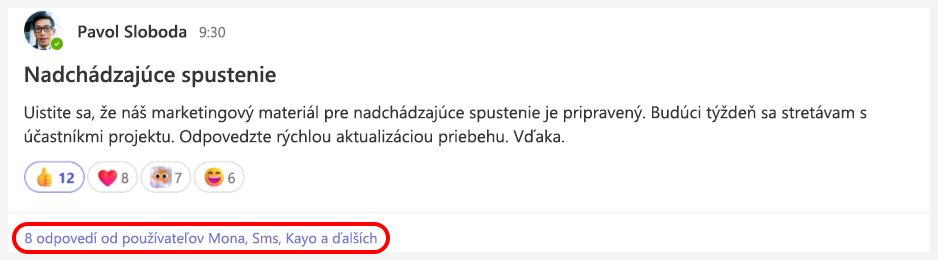 Červené pole zvýrazní prepojenie pod príspevkom.
