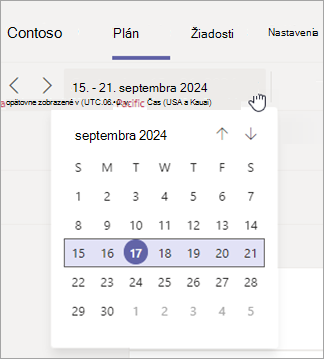 Zmeňte rozsah dátumov v zobrazení plánu v aplikácii Zmeny.