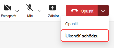 Ak chcete ukončiť schôdzu pre všetkých účastníkov, vyberte položku Ukončiť schôdzu.