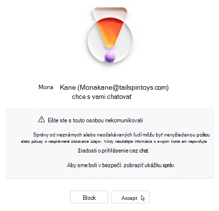 SMS so žiadosťou o prijatie alebo zablokovanie nového chatu