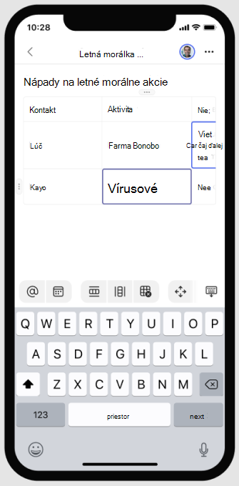 Úprava dynamickej súčasti v mobilnom zariadení
