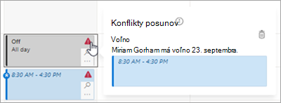 Spravujte konflikt zmeny v pláne v aplikácii Zmeny.