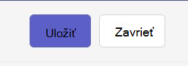 Snímka obrazovky s možnosťou zavrieť alebo uložiť v podrobnostiach o schôdzi vo webovej verzii aplikácie Teams.