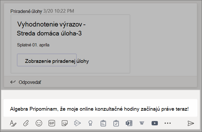 Príspevok napísaný v poli na písanie.