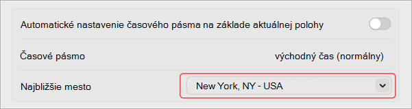 Nastavenia na zmenu časového pásma v systéme MacOS