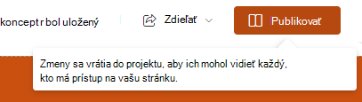 Tlačidlo Znova publikovať so správou, že zmeny budú viditeľné pre používateľov stránky