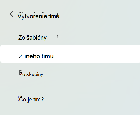 typu výberu typu vytvárania tímu