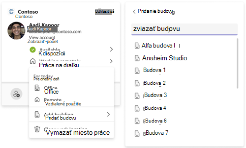 Nastavenie umiestnenia budovy z profilu