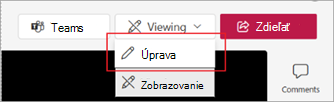 Snímka obrazovky znázorňujúca spôsob prepnutia do režimu úprav v aplikácii Microsoft Stream.