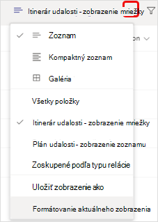 Ponuka možností prepnutia zobrazenia