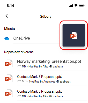 Ťuknutím na ikonu zobrazenia sa vrátite do PowerPointu