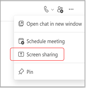 Zdieľanie obrazovky v chate v MS Teams