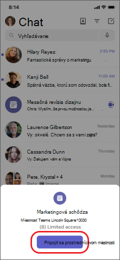 tímy sa pripájajú s miestnosťou v iPhone