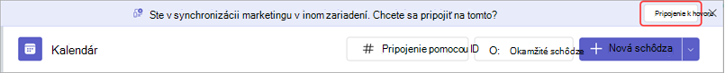 Bannerová správa s tlačidlom na pripojenie k schôdzi
