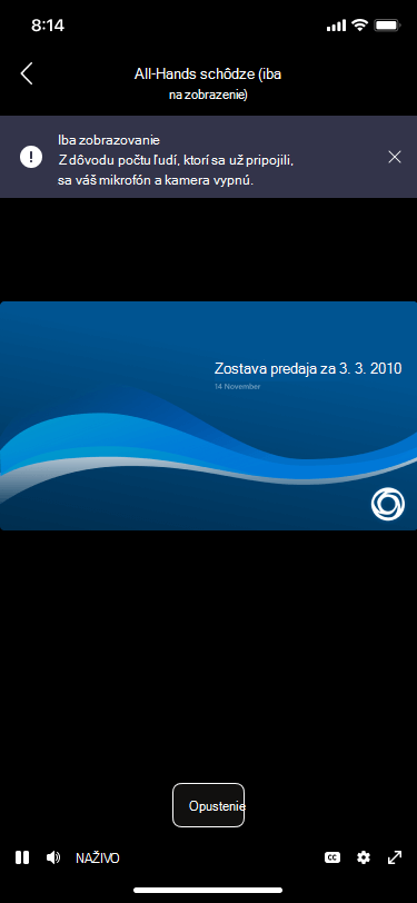 Mobilná obrazovka pred pripojením iba na zobrazenie
