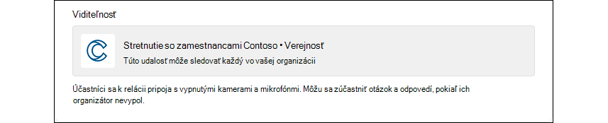 Informácie o stretnutí so zamestnancami zobrazujú banner, ktorý účastníci uvidia