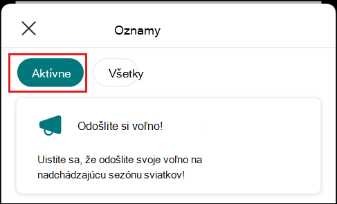 Snímka obrazovky zobrazujúca bublinu nad aktívnymi oznámeniami.