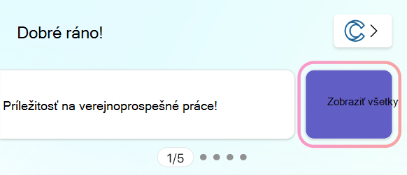 Snímka obrazovky zobrazujúca tlačidlo Zobraziť všetky v oznamoch.