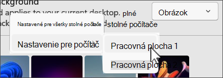 Snímka obrazovky zobrazujúca pozadie viacerých možností pracovnej plochy.