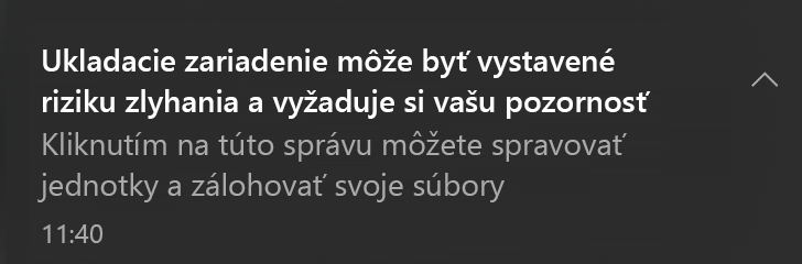 Critical alert message (Kritické upozornenie)