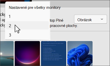 Snímka obrazovky zobrazujúca prispôsobené výbery viacerých monitorov
