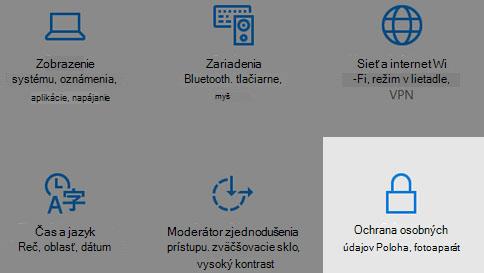Kde nájdem nastavenia ochrany osobných údajov vo Windowse 10.