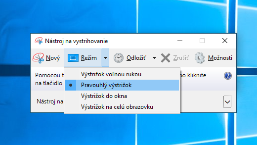 Možnosti režimu Nástroja na vystrihovanie