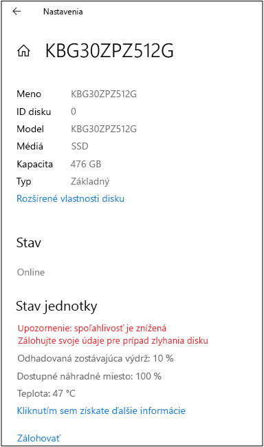 Príklad stránky disku